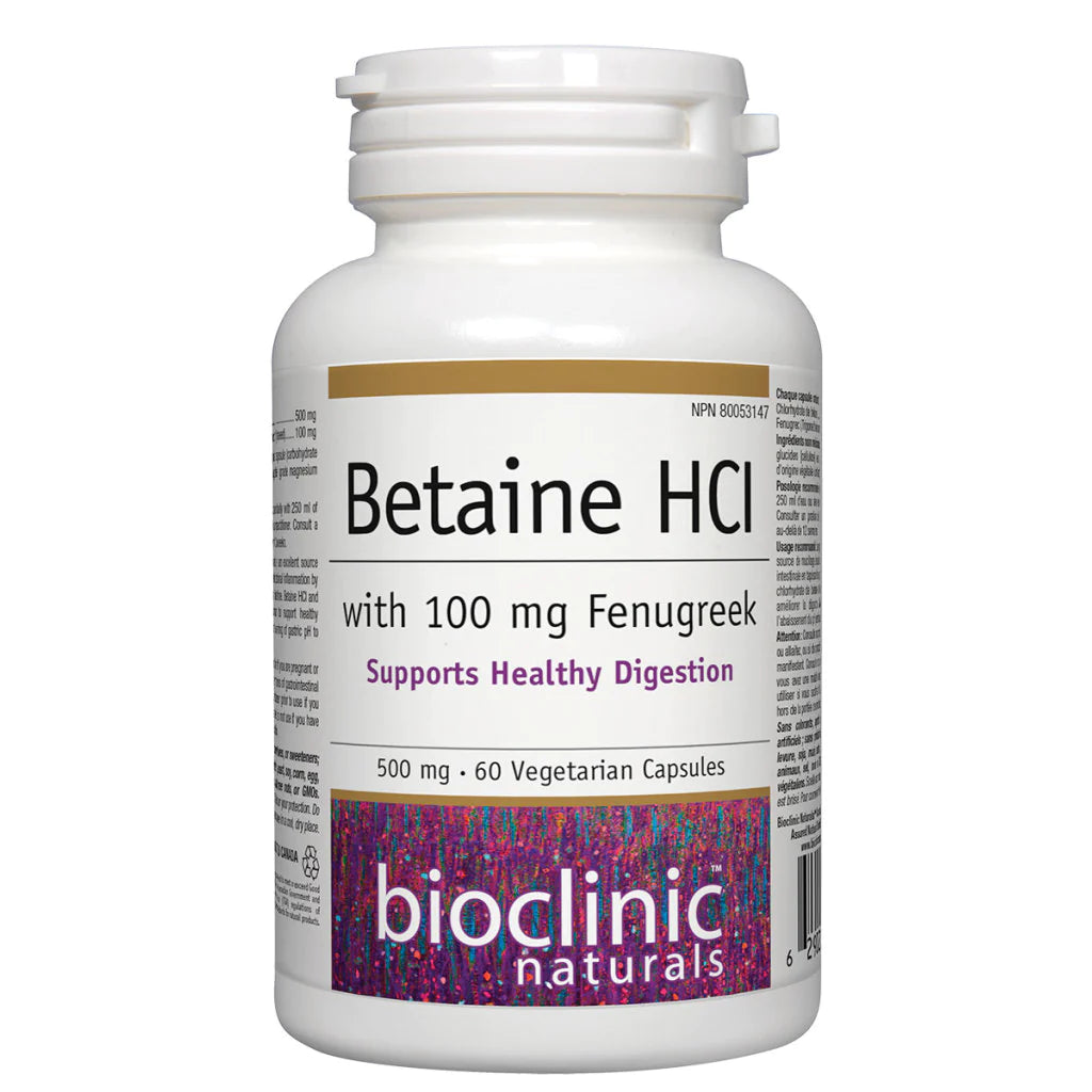 Bioclinic Naturals: Betaine HCL with Fenugreek (60 caps)