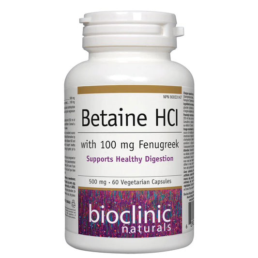 Bioclinic Naturals: Betaine HCL with Fenugreek (60 caps)